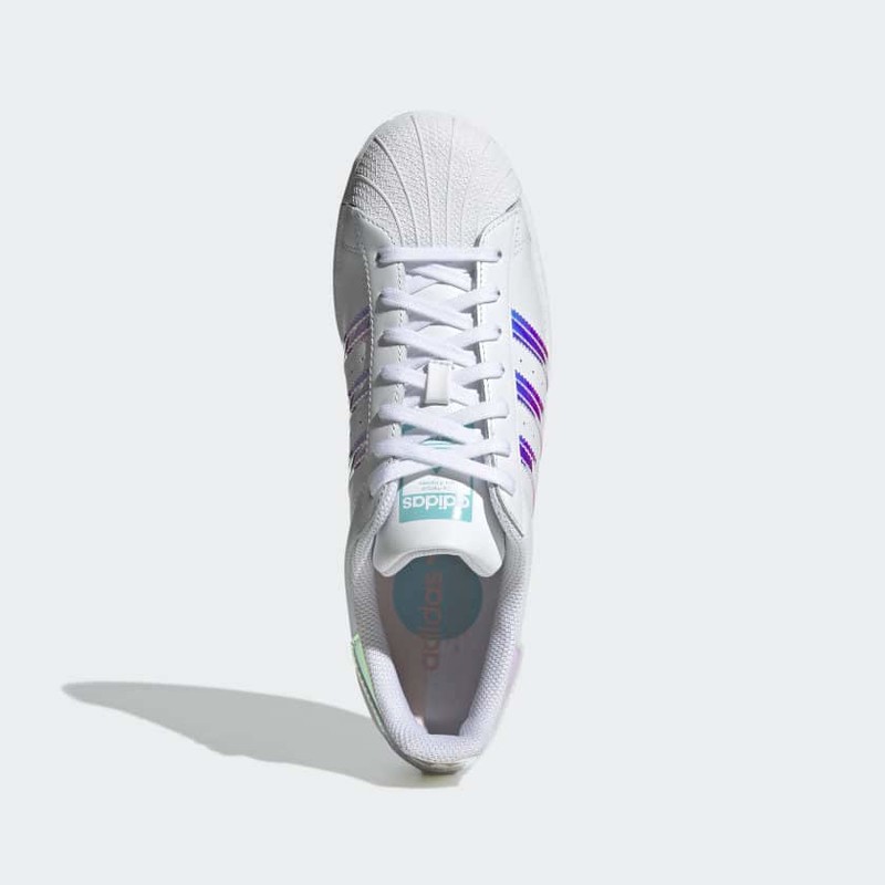 Adidas originals superstar j white/iridescent leather hotsell